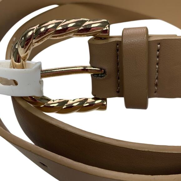 NWT A New Day Womens XL Natural Tan Faux Leather Gold Buckle Fashion Belt - Picture 3 of 5